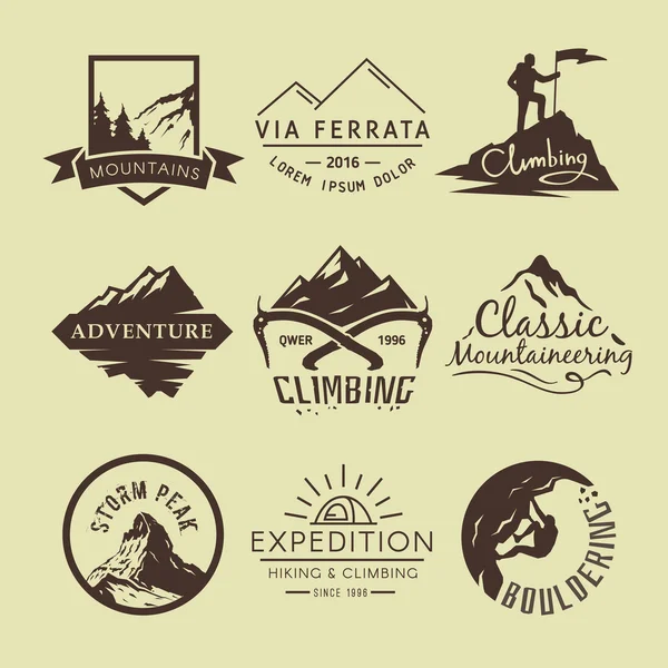 Labels on the theme of Climbing — Stock vektor