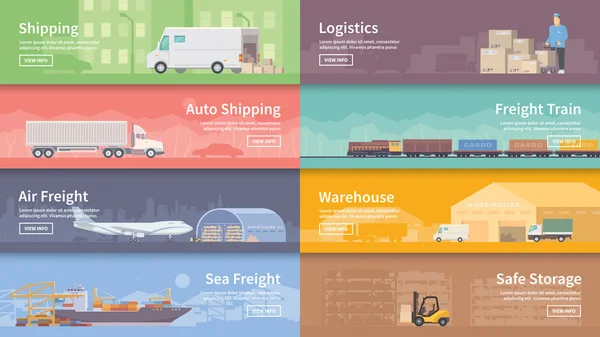 Flat vector web banner. Logistics. — Stockvector