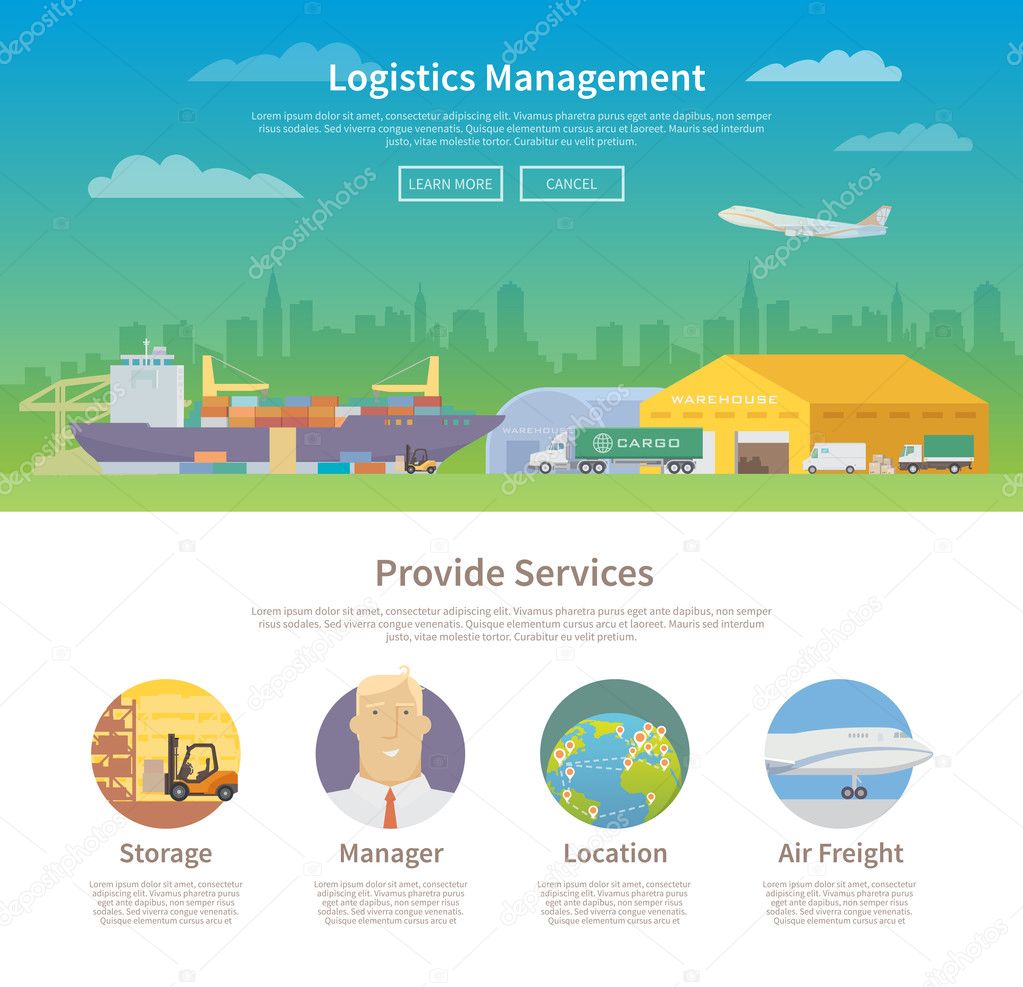 One page web design template. Logistics.