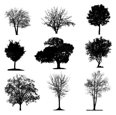 Ağaçlar siluet koleksiyonu