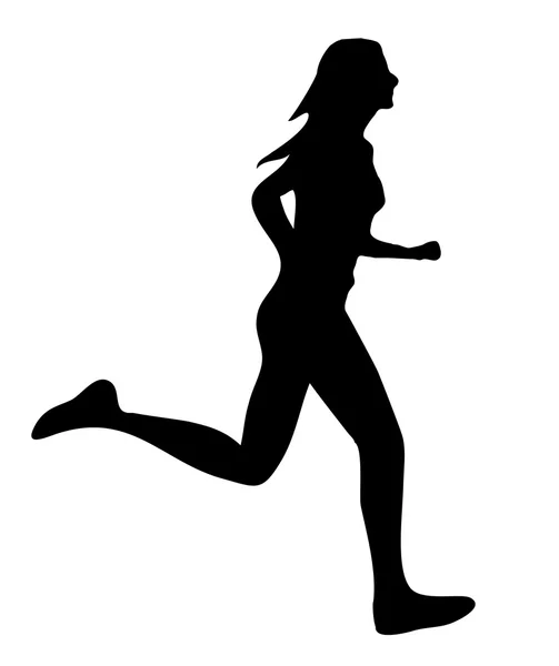 Hardlopen vrouw silhouet — Stockvector