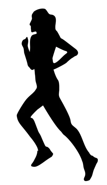 Silueta de mujer corriendo — Vector de stock