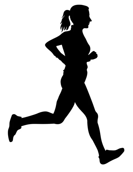 Hardlopen vrouw silhouet — Stockvector