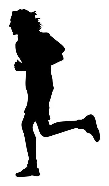 Lopende joggen man silhouet — Stockvector