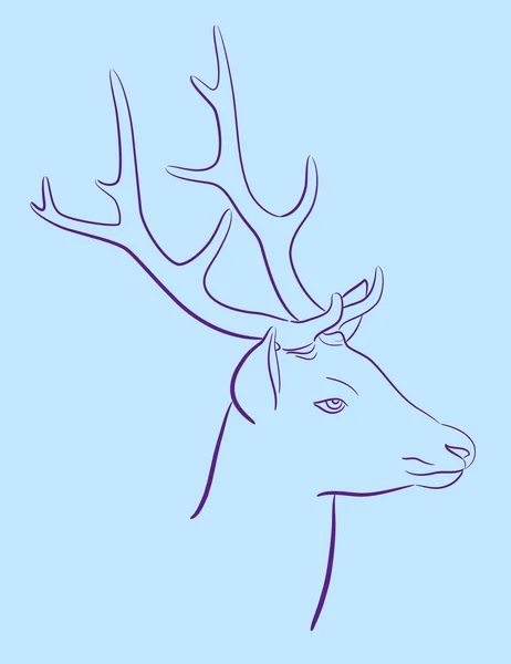 Head Of Deer Ink Line Art — Stock Vector