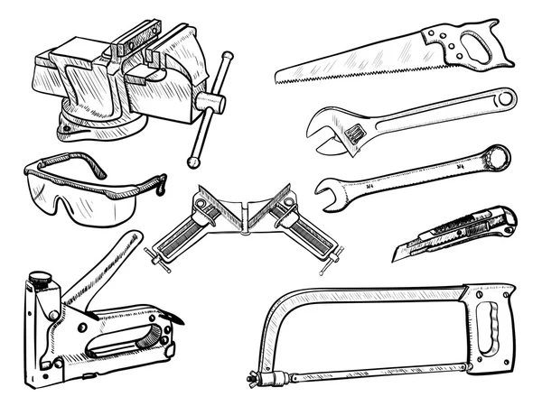 Sammlung von Handwerkzeugen — Stockvektor