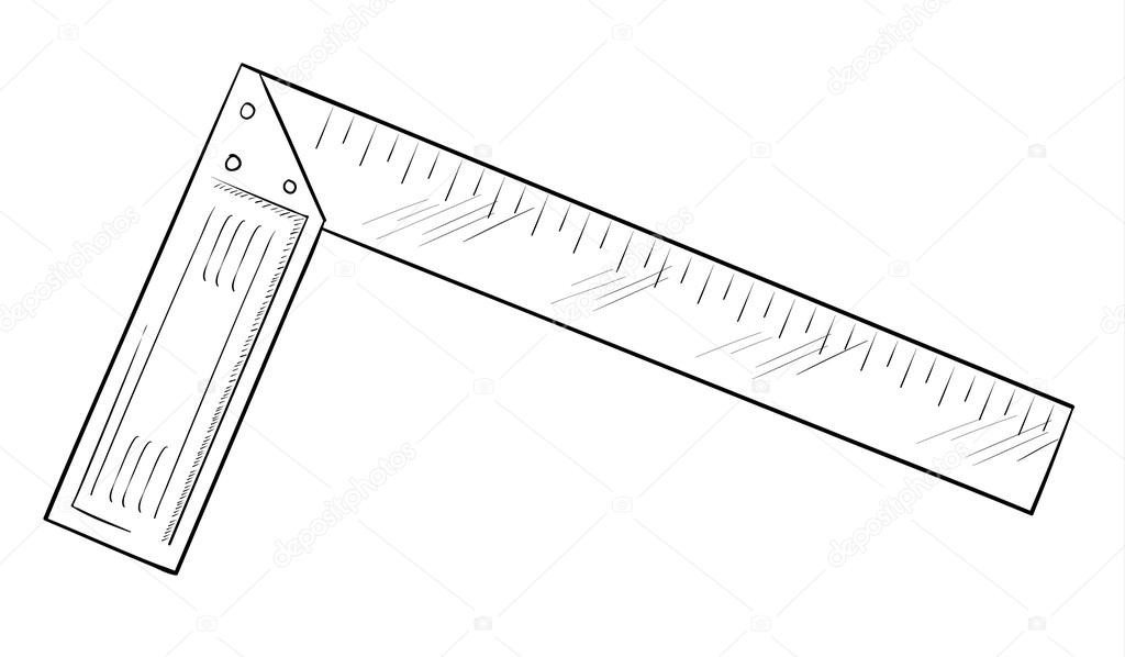 Black & White Vector Illustration of Straight Edge with T-square