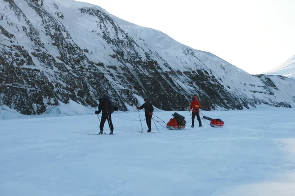 Na nartach wyprawy Svalbard, Norwegia Zdjęcia Stockowe bez tantiem