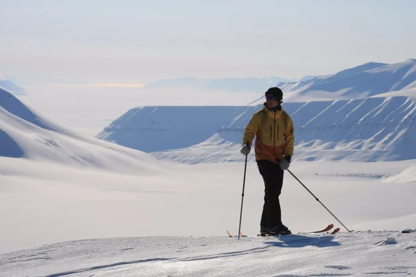 Na nartach wyprawy Svalbard, Norwegia Obrazy Stockowe bez tantiem