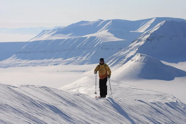 Na nartach wyprawy Svalbard, Norwegia Zdjęcia Stockowe bez tantiem