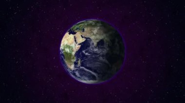 Planet Earth rotates on its axis in space