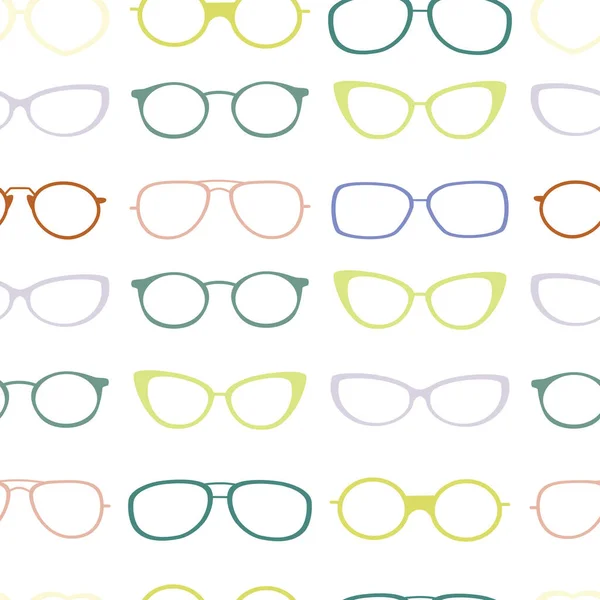 Vector Colorful Glasses Accessories Stripes Seamless Pattern Great Eyewear Themed — Stock Vector