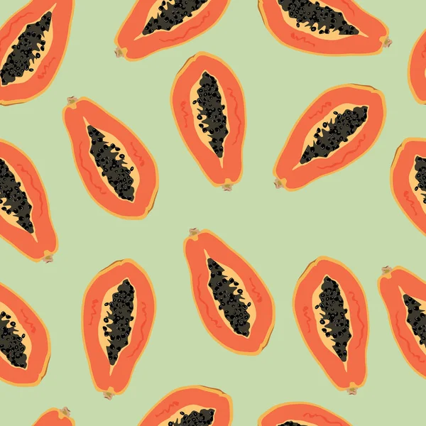 Papaye Fruits Fond Motif Sans Couture Aliments Biologiques Frais Illustration — Image vectorielle