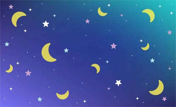 Night Sky Moon Star Background Wallpaper Night Galaxy Moon Star — Stock Vector