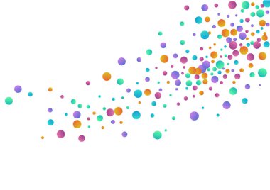 Parlak Yağmur Vektör Beyaz Arkaplan. Davetiye Nokta Kartpostalı. Düşen Bayram Polka Tasarımı. Renkli Karnaval Duvar Kağıdı.