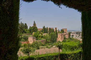 Granada 'daki Alhambra Bahçeleri. İspanya 