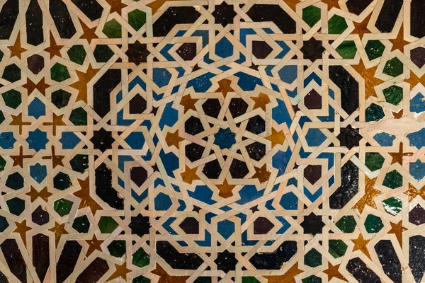 Arabic geometry background in the Alhambra in Granada in Spain