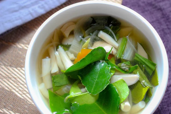 Mushroom Soup Vegetarian Food Healthy Has Sweet Sour Taste Spicy — Stock Photo, Image