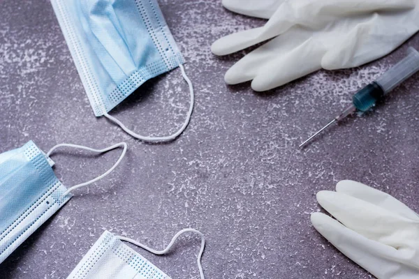 Medizinische Abfälle Aus Impfungen Medizinischen Handschuhen Spritzen Masken — Stockfoto