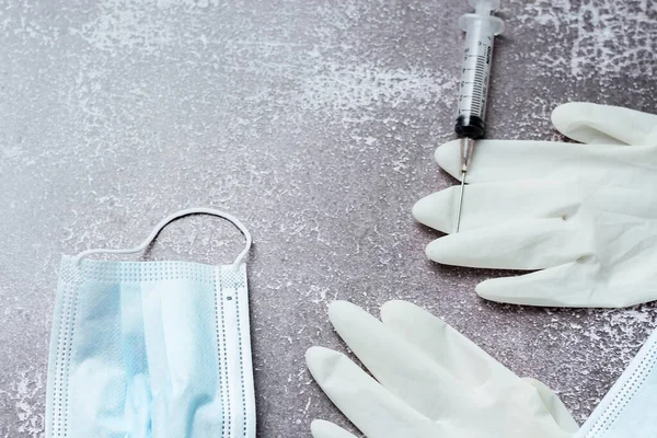 Medizinische Abfälle Aus Impfungen Medizinischen Handschuhen Spritzen Masken — Stockfoto