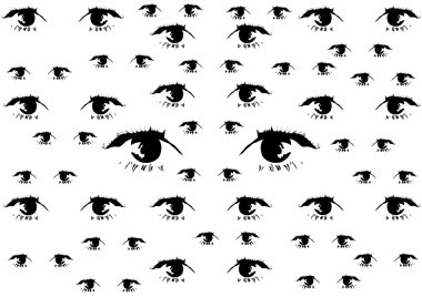 Beyaz arka planda siyah gözleri