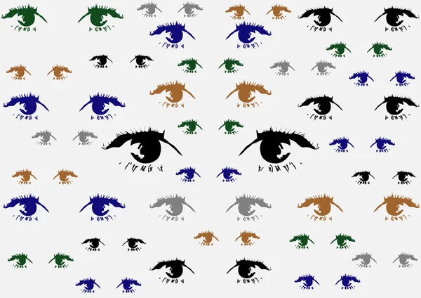 白背景に黒、青、緑および茶色の目 — ストックベクタ
