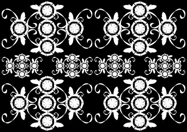 O padrão floral monocromático com flores de milho em um fundo preto — Vetor de Stock
