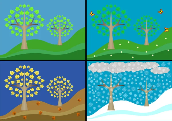 Tijden van het jaar: herfst, lente, winter en zomer — Stockvector