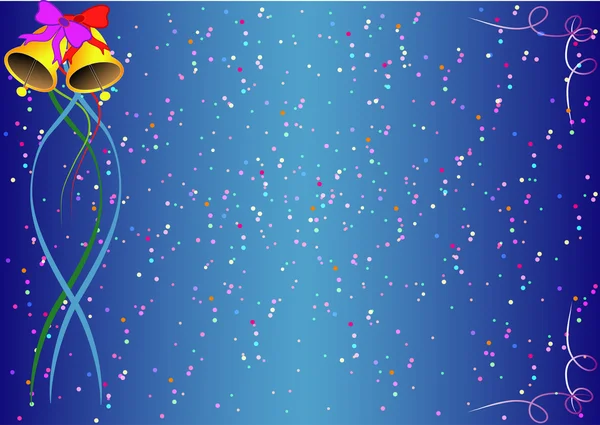 çan, şeritler ve konfeti bir Noel arka plan