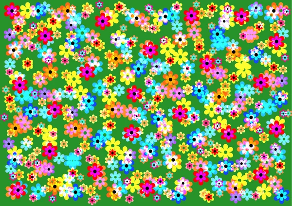 Fundo muito brilhante e alegre de flores coloridas — Vetor de Stock