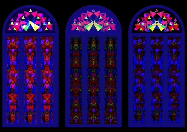 Three colorful stained-glass windows — Stock Vector