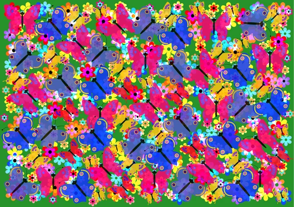 Vacker bakgrund med färgglada fjärilar — Stock vektor