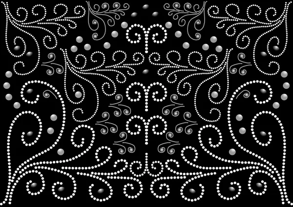 Um padrão abstrato no fundo preto na forma de pérolas brancas — Vetor de Stock