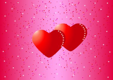 pembe bir arka plan üzerinde iki güzel kalpler