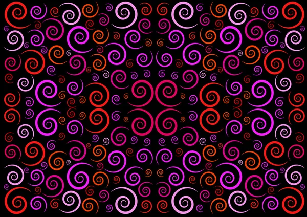 La spirale rouge chaotique sur fond noir — Image vectorielle