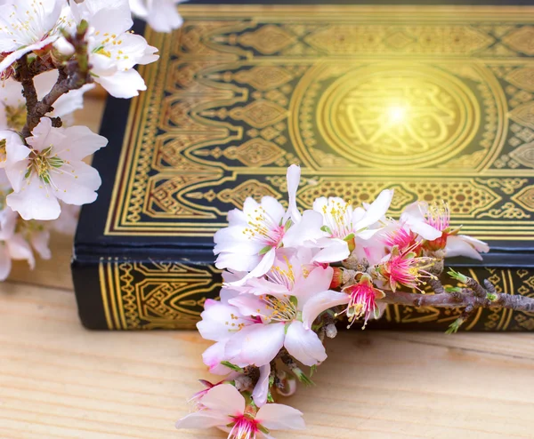 Heliga Koranen med blossom gren av mandel — Stockfoto