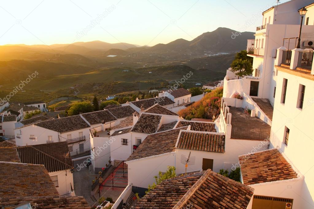 SPAIN, ANDALUSIA ZAHARA: Sunset in beautiful Spanish town: Zahar