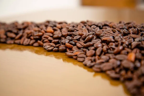 Coffee Beans Table Straight Farm Beautiful Fragrant — Stock Photo, Image