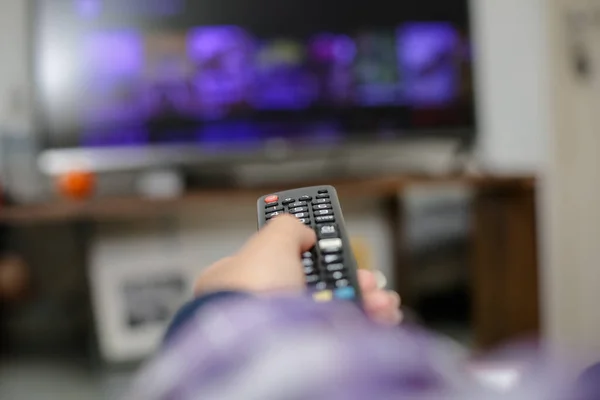 Remote Control Turn Watch Series Movies — Stock Photo, Image