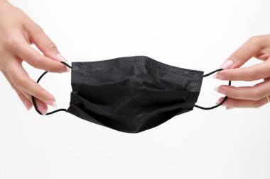 Siyah koruyucu maske kendinizi Covid19 Delta 'dan korumak için..