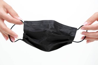 Siyah koruyucu maske kendinizi Covid19 Delta 'dan korumak için..