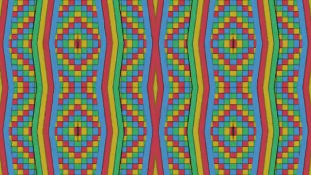 Kaleidoscopic Shapes Stripes and Squares Colorful Seamless Looping Background — Stock Video