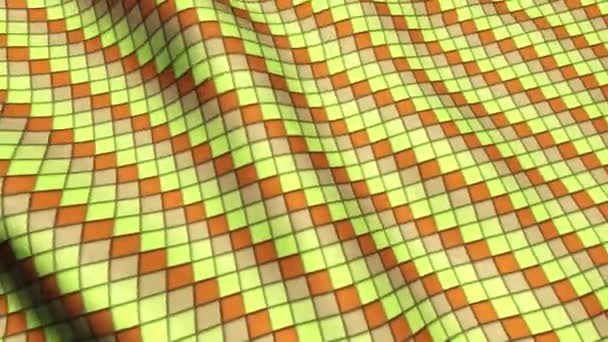 Yellow Orange Squares Fabric Cloth Material Texture Seamless Looped Background — Stock Video