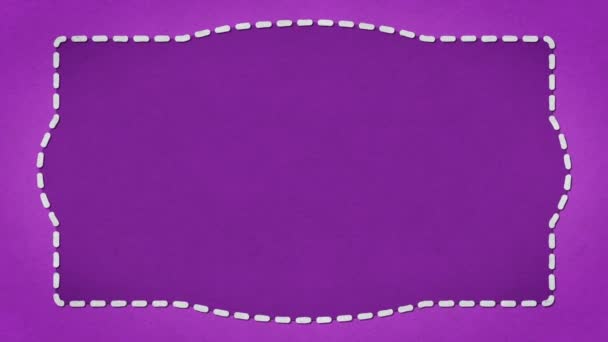 Frame streepjes grens papier textuur geanimeerde paarse achtergrond — Stockvideo
