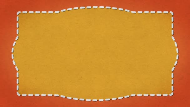 Frame Dashes Border Paper Texture Animated Orange Background — Stock Video