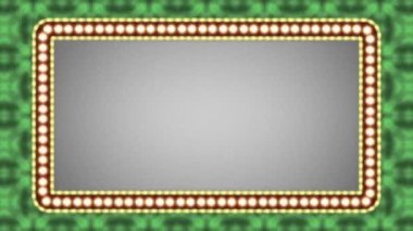 Işık Neon işareti lambaları kare sınır animasyon arka plan ile yanıp sönen vintage