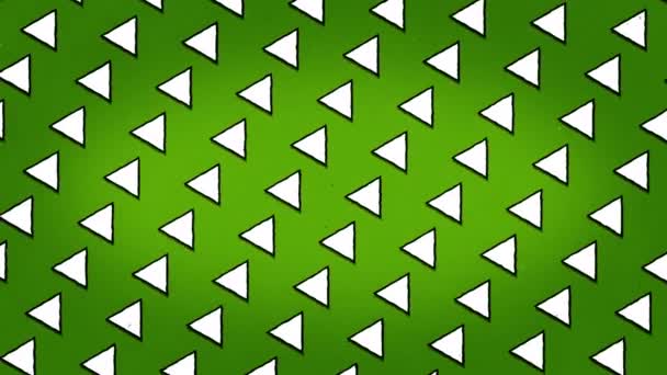 Белые треугольники Зеленый фон Анимация беззащитная текстура — стоковое видео