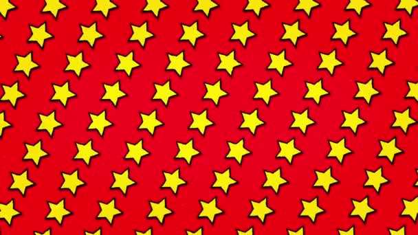 Amarelo Estrelas Vermelho Fundo Animação Seamless Looped Textura — Vídeo de Stock