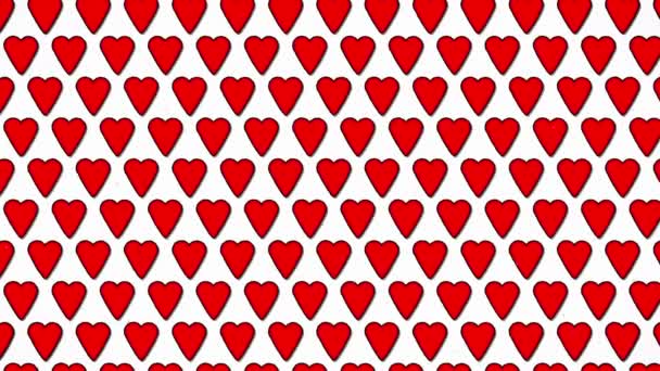 Corazones rojos amor San Valentín forma animada fondo — Vídeos de Stock