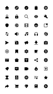 Web ve Mobile ui için Temel Simge Ayarları Modern, basit ve temiz görünümlü.
